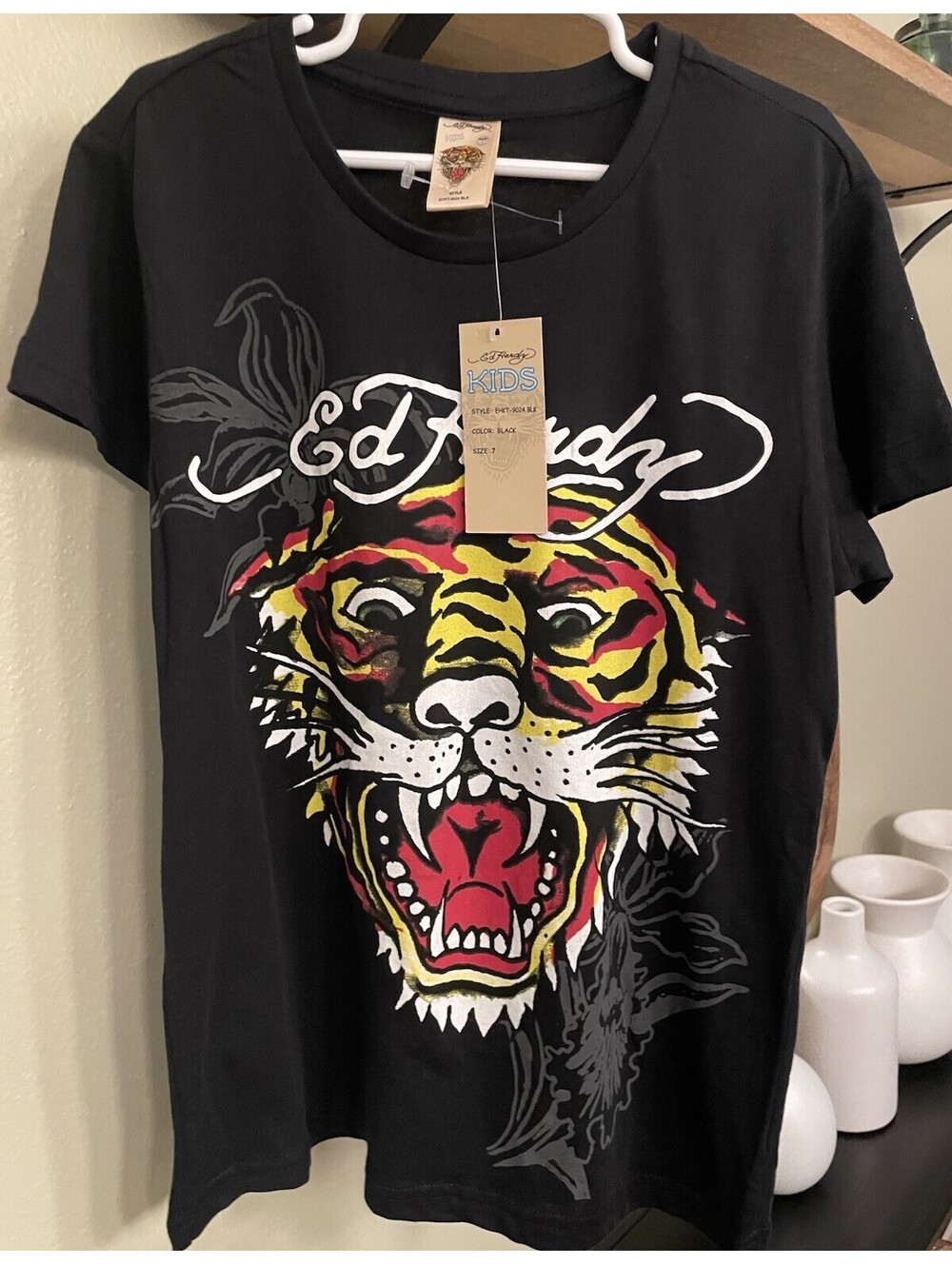 Kids Ed Hardy T Shirt Size 7 Small Black Tiger